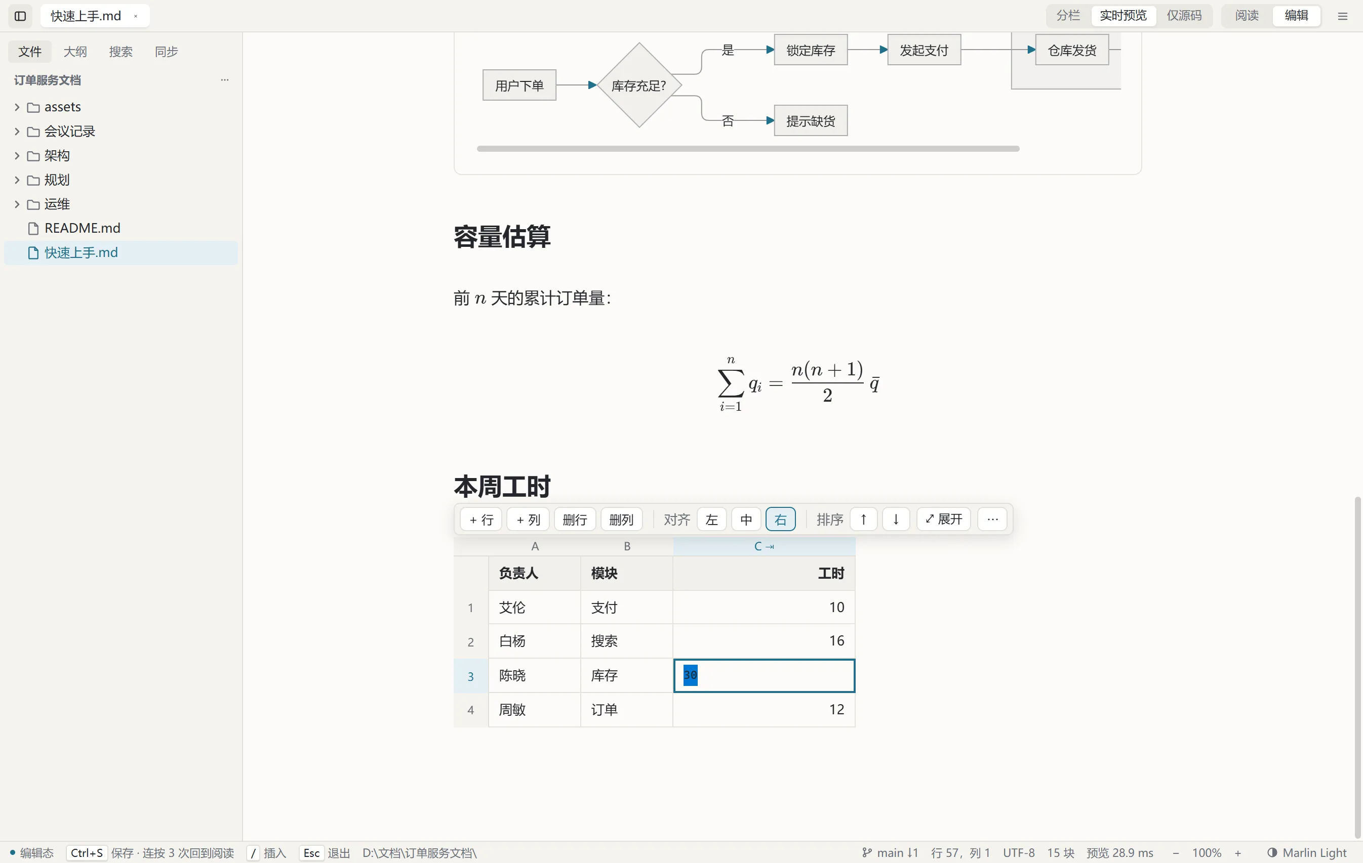 Marlin 实时预览：公式已排好版，表格点进一格变成可编辑的网格